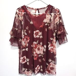 Maurices burgundy floral blouse